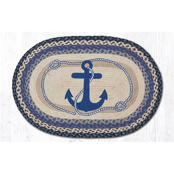 Capitol Importing Co 20 x 30 in. Navy Anchor Printed Oval Patch Rug 65-443NA